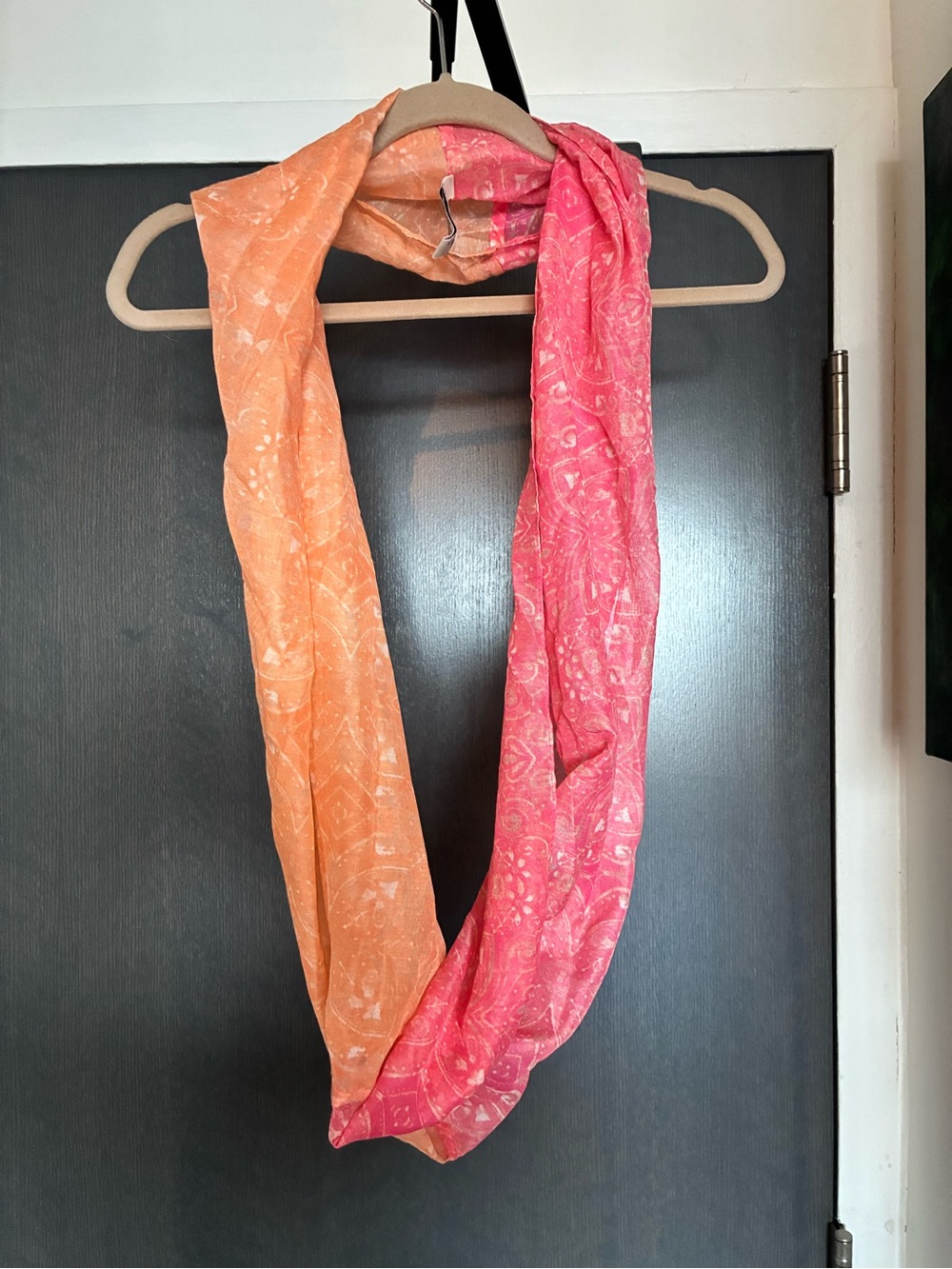 Simply Noelle Coral and Peach Lightweight Printed Wrap Scarf